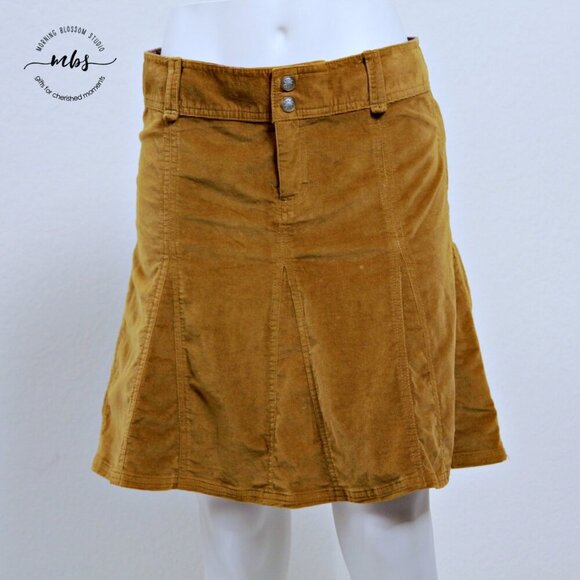 Athleta Old Gold Whenever Cord Cotton Blend Corduroy Midi Skirt - Picture 8 of 13